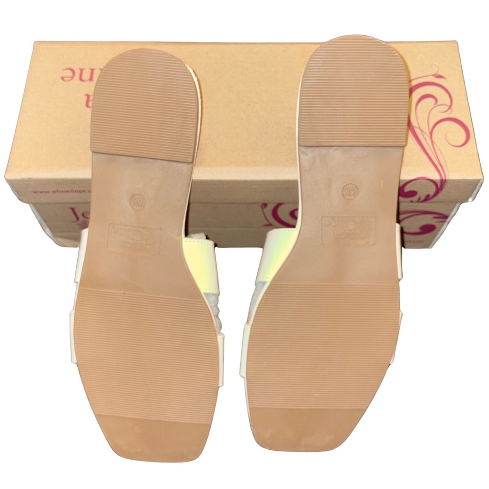 NIB | Jessica Cline Bianca Ivory Slide Sandals | Size 10M - Picture 4 of 10